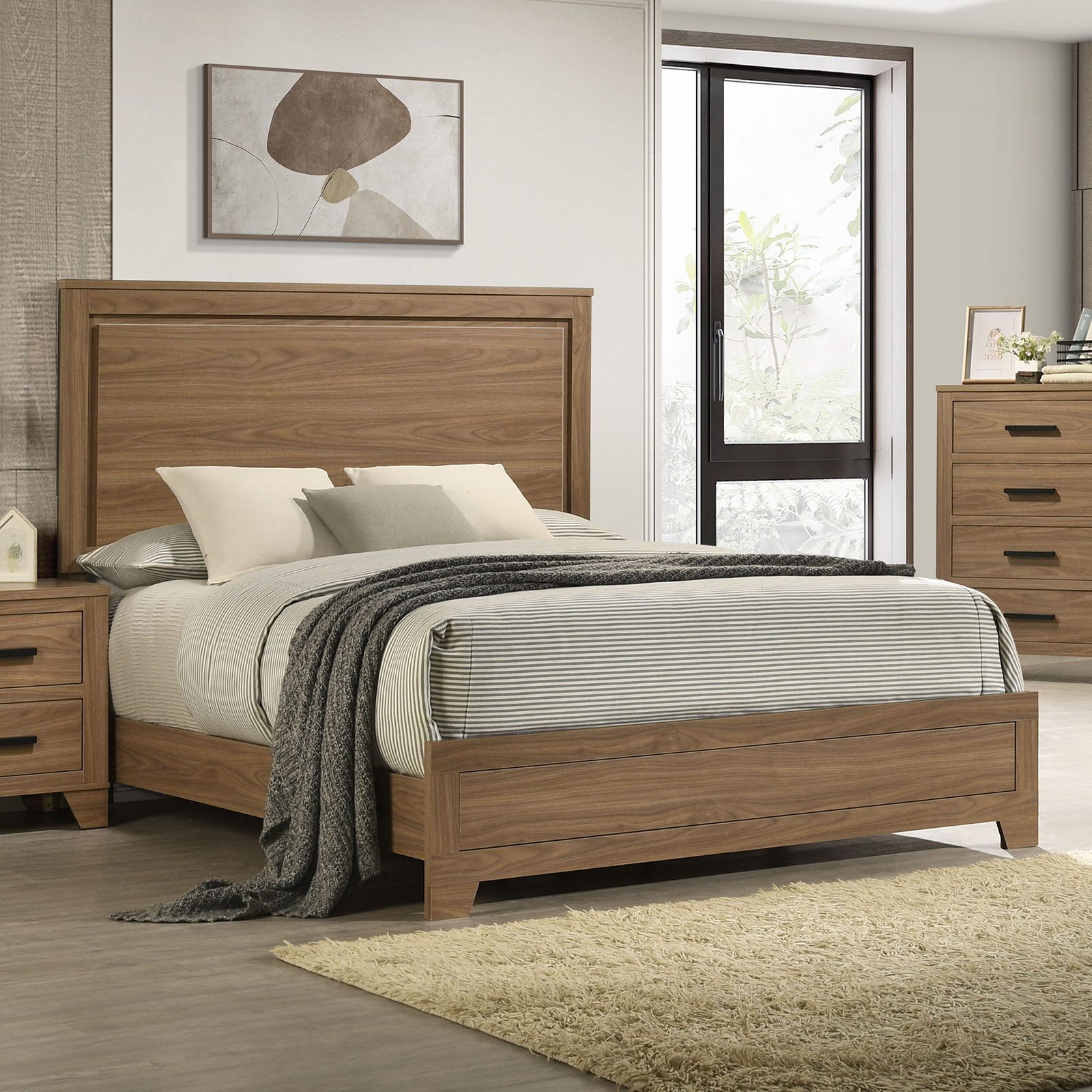 Warm modern bedroom interior